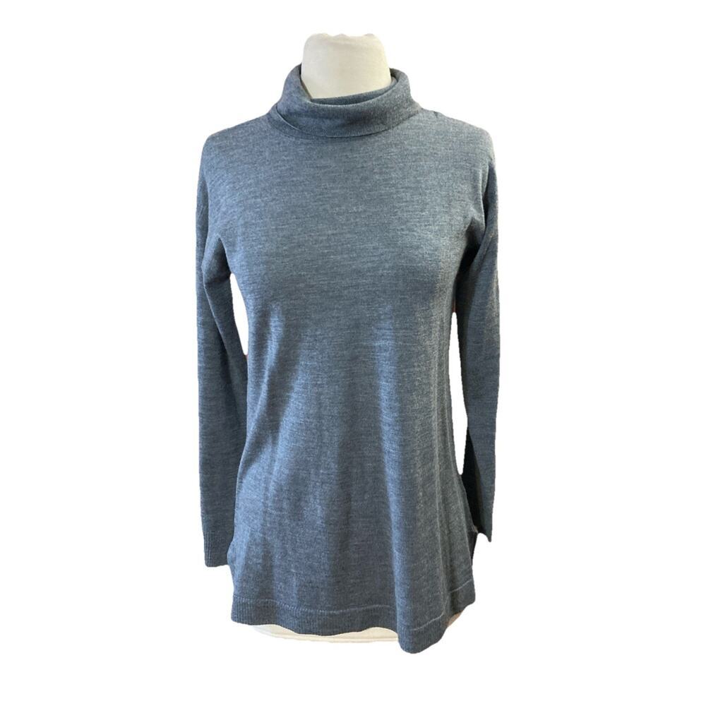 Talbots Women's 100% Merino Wool Turtleneck Sz S New Gray‎ Tunic Basic Staple